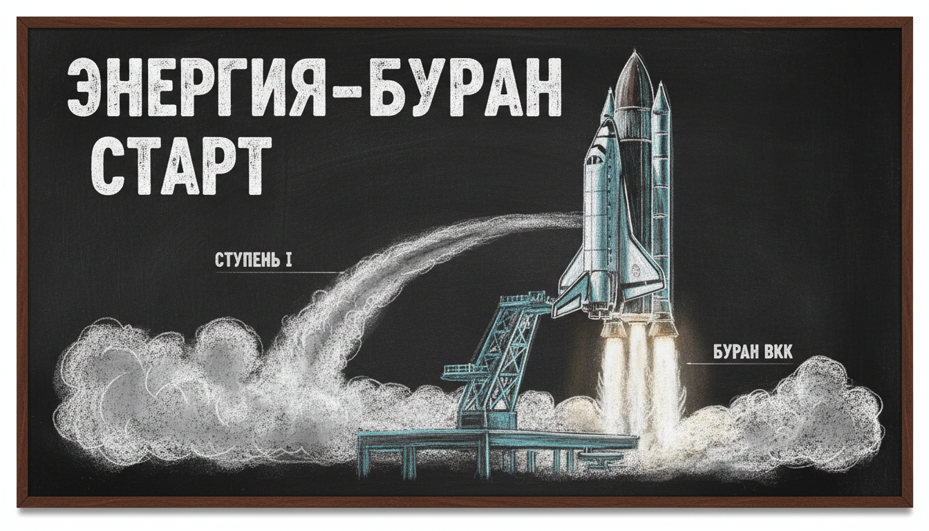 Ракета «Энергия» с «Бураном» на стартовом столе — момент старта
