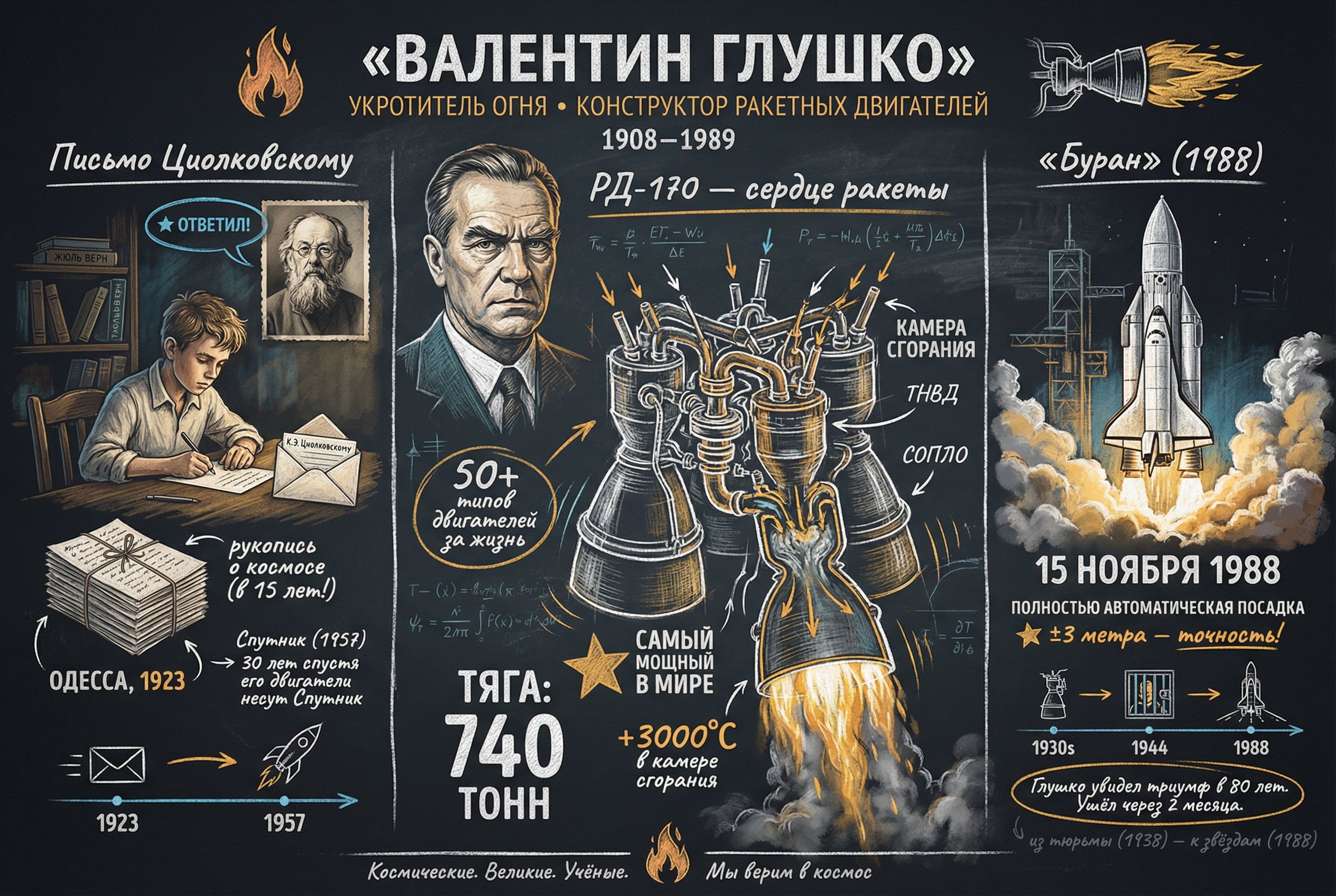 Валентин Глушко — Конструктор ракетных двигателей — инфографика